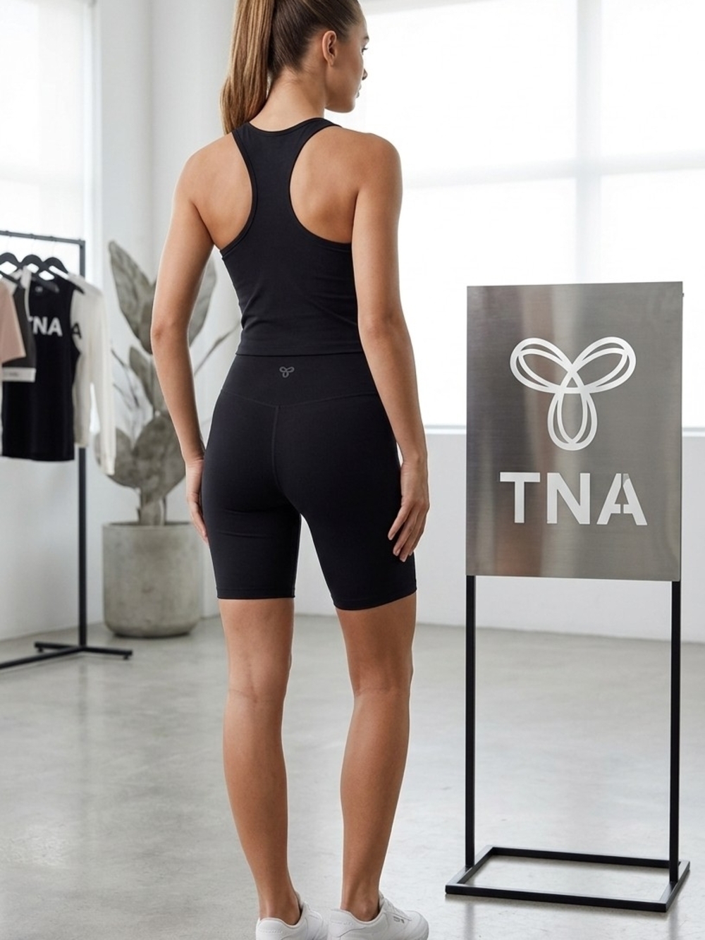 TNA Women's Black High-Rise Bike Shorts
